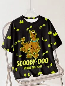 SCOOBY-DOO X SHEIN 大尺碼女款卡通印花休閒日常短袖T恤 - 白色 - 查看 1