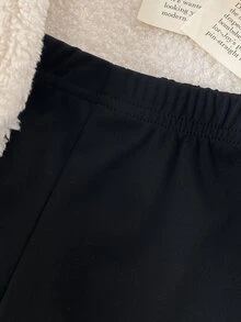 SHEIN 新生兒秋冬毛絨夾克與彈性長褲2件套，0-12個月嬰兒休閒字母印花立領半拉鍊套頭上衣與長褲套裝，適合日常穿著、外出及多種場合 - 彩色 - 查看 9