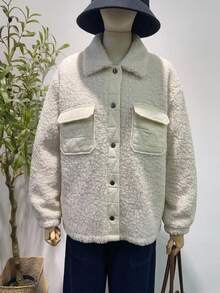 FRIFUL Middle-Aged And Elderly Women's Autumn/Winter Casual Matrix Versatile Warm Jacket Formal Party White - Apricot - View 5