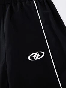 SHEIN Coolqubz 2件組男士青少年休閒街頭風白色解構設計立領拉鍊夾克與寬鬆直筒運動長褲套裝，適合休閒酷帥街頭風帥氣造型 - 彩色 - 查看 7