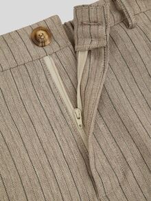 Sweetra Plus Size Casual Minimalist Striped Long Pants Fall - Multicolor - View 3