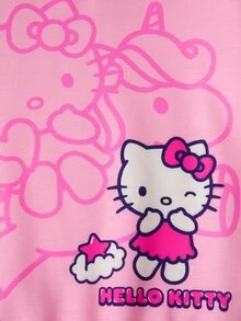 HELLO KITTY AND FRIENDS | SHEIN Young Girls Cartoon Print Crew Neck Sweatshirt - Pink - View 6