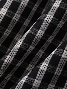 Dazy Plus Plaid Korean Style 2 In 1 Short Sleeve Blouse For Girls - Black and White - View 7