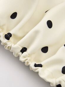 Olithes New Round Neck Polka Dot Drawstring Hem Sweatshirt - Apricot - View 4
