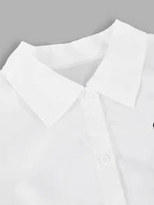 SHEIN Casuvi Kids 青少年女孩休閒圖案印花長袖上衣，圓弧下擺，返校季 - 彩色 - 查看 5