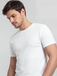 TekDrob 4-Way Stretch And Soft Touch Slim T-Shirt With Crew Neck, Short Sleeves And Keep Warm Effect - White - View 3