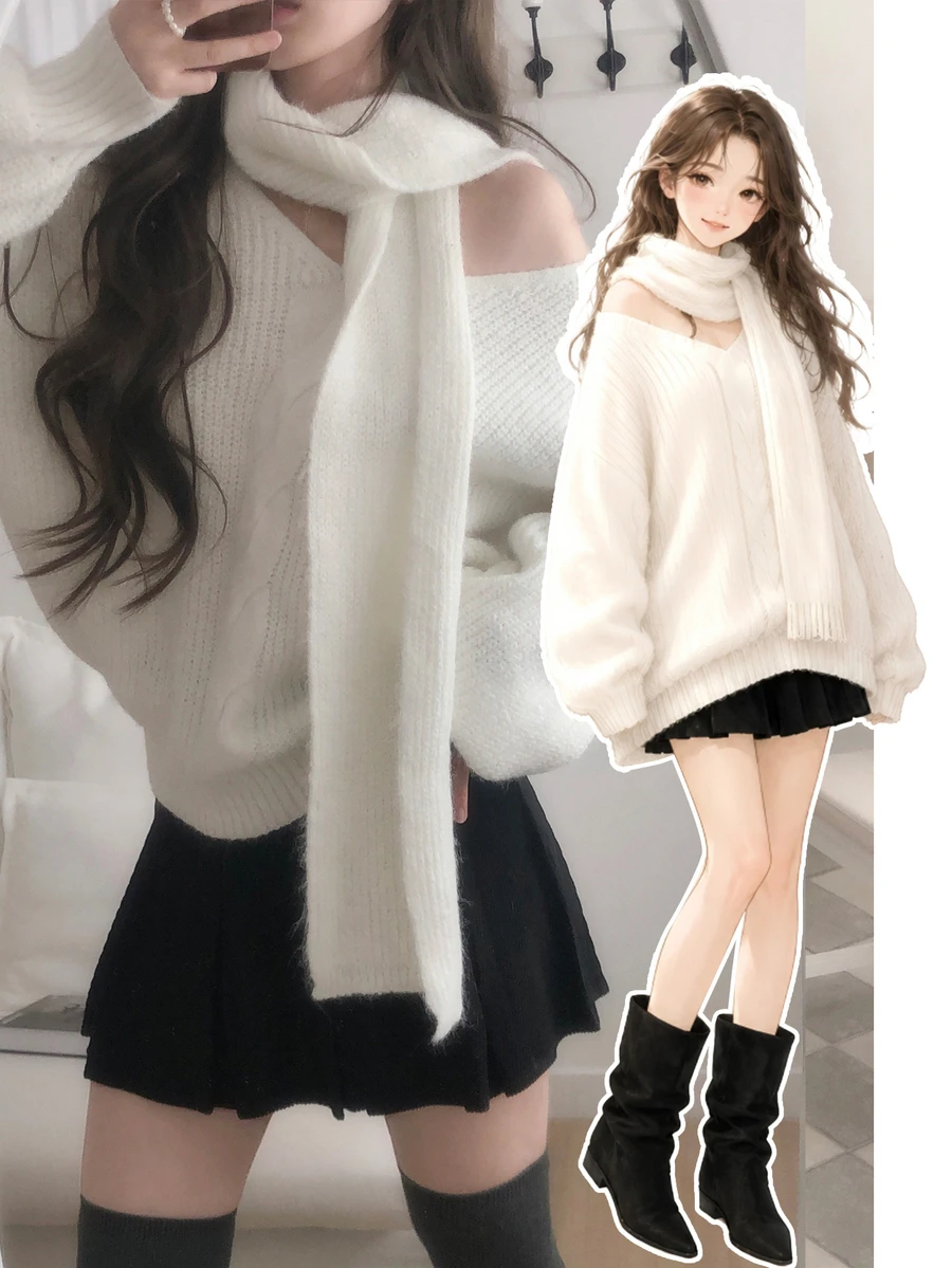 DAZY Women's V-Neck Long Sleeve Solid Color Autumn/Winter Sweater - Apricot - View 1
