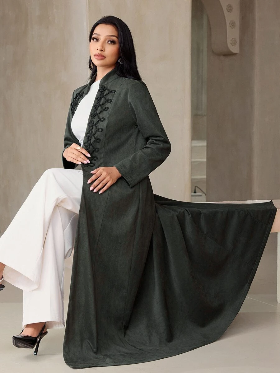 Veilorie Women's Elegant Applique Decorated Long Sleeve Abaya - Green - View 1