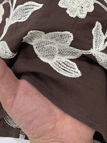 Rusticease Women's V-Neck All-Over Print Casual Vintage Versatile Everyday Outing Shirt Party Brown Floral Autumn - Brown - View 5