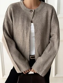 DAZY Women's Casual Versatile Cardigan, Autumn/Winter - Apricot - View 3