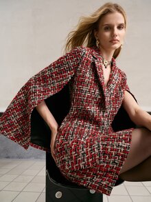 MOTF PREMIUM WOMEN'S ELEGANT CAPE SLEEVE BLAZER AND SKIRT 2 PIECES SET - Multicolor - View 7