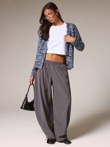 Athîral Women's Loose V-Neck Thick Mixed Yarn Knit Cardigan Sweater Jacket - Multicolor - View 2