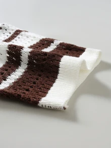Manfinity Roughcore Men's Colorblock Striped Short Sleeve Knit Top - Brown - View 3