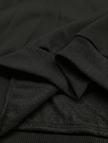 Lalippa Sweatshirt Kasual Modis Model Dasar Leher V Berkerudung dengan Motif Bunga Warna Hitam - Hitam - View 4