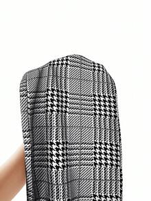 SHEIN Clasi 四季通用優雅通勤商務格紋彈性長褲，百搭款 - 黑與白 - 查看 9