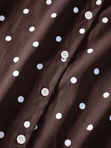 SHEIN LUNE Camisa de talla grande versátil con estampado de lunares y abotonadura sencilla - Multicolor - Ver 5