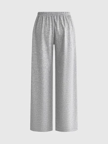 ROMWE Y2K Women's Solid Color Drawstring Waist Casual Loose Napoleon Sweatpants, Autumn/Winter - Light Grey - View 2