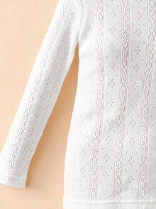 Baby Girl Rib-Knit Turtleneck Autumn Bodysuit - White - View 4