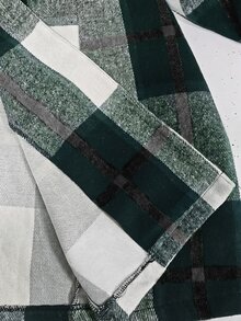 Easura 大尺碼秋冬休閒格紋羊毛混紡夾克 - 綠色 - 查看 5