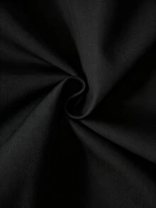 SHEIN 女童休閒酷萌寬鬆圖案梭織長袖連帽開襟單排扣外套，韓系校園與校外穿搭，黑色，秋季 - 黑色 - 查看 7
