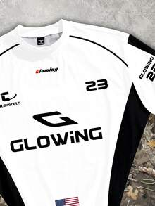 Manfinity Roghcode Plus Size Men's Letter Print Casual Daily Short Sleeve T-Shirt - White - View 5