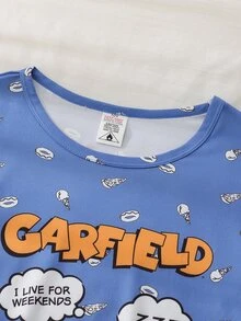GARFIELD | SHEIN Tween Girl Cute Cartoon Print Long Sleeve Top And Pants Loungewear Set - Multicolor - View 5