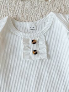 SHEIN Vintaside Kids 2件組 粉色女嬰甜心蝴蝶結紙袋腰傘狀袖連身衣褲套裝 秋季 - 粉色 - 查看 7