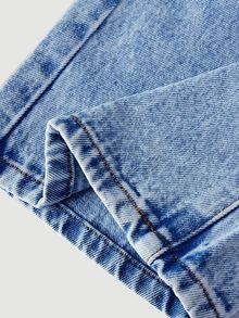 SHEIN Girlism 青少年女孩休閒水洗直筒牛仔褲秋季服飾 - 中等水洗藍 - 查看 4