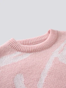 Manfinity Hypemode Men's Colorblock Crew Neck Long Sleeve Casual Versatile Sweater - Baby Pink - View 6