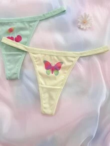 Eraneu 4pcs Dopamine Pink Light Green Blue And White Pastel Rainbow Girls Comfortable Minimalist Cute Y2k Panties For Couples Concert Fall - Multicolor - View 5