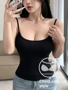 DAZY Padded Camisole Slim Fit All Season Base Layer - Black - View 3