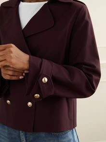 Lilora Jaket Trench Coat Lengan Panjang Kancing Elegan untuk Wanita, Cocok untuk Pakaian Sehari-hari dan Acara Kumpul-kumpul - Merah - View 7