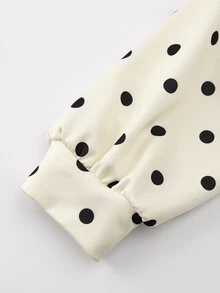 Olithes New Round Neck Polka Dot Drawstring Hem Sweatshirt - Apricot - View 6