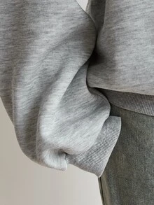 Lalippa New American Style Cold Shoulder Off-Shoulder Loose Long Sleeve Sweatshirt - Grey - View 3