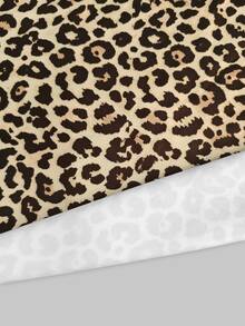 Rovax Leopard Print Women's Shorts Two Pieces Set, Summer Slim Short Top + High-Waist Elastic Casual Shorts - Multicolor - View 5