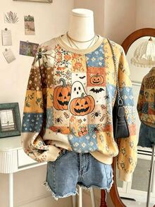 Lalippa Regular Women's Plus Size Crew Neck Minimalist Sweatshirt - Multicolor - View 3