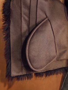 MOTF PREMIUM MANTEL BULU TIRUAN BERGARIS DENGAN KERAH TEGAK - Dusty Purple - View 8