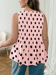 SHEIN LUNE Plus Size Summer Casual Polka Dot Print Tank Top - Multicolor - View 2
