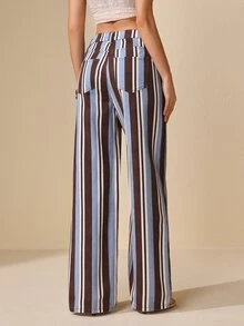 Selenza Celana Jeans Denim Kasual Longgar Potongan Lurus Motif Garis-garis untuk Wanita - MultiWarna - View 3