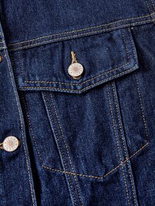EMERY ROSE Áo khoác denim thời trang đường phố size lớn, cài cúc, gấu bèo nhún - Màu xanh lam - Xem 11