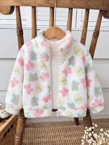 SHEIN 女嬰秋冬休閒蝴蝶印花夾克 - 彩色 - 查看 4