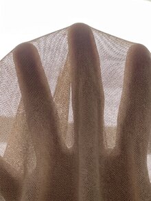 Medorina Solid Open Front Sheer Mesh Jacket In Fall/Winter,Casual - Khaki - View 8