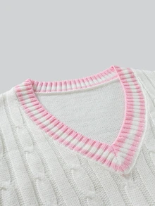 NEOSTRIT Men's Striped V-Neck Casual Versatile Knit Vest - White - View 6