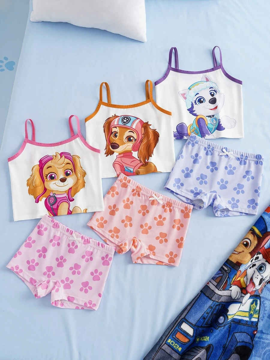 SHEIN | PAW Patrol Young Girl Cartoon Print Camisole Style Underwear Set - White - View 1