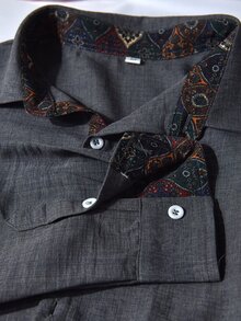 Manfinity Mode Men's Casual Versatile Grey Shirt, Autumn - Grey - View 4