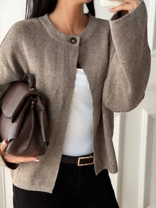 DAZY Women's Casual Versatile Cardigan, Autumn/Winter - Apricot - View 7
