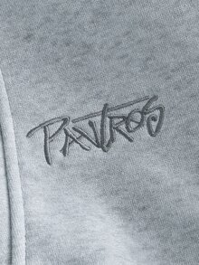 PAVTROS 男士街頭風熱銷十字刺繡圖案男友丈夫禮物週年紀念禮物連帽衛衣套裝 - 淺灰色 - 查看 4