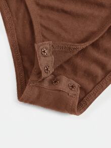 Tween Girls Black Knitted Mock Neck Jumpsuit, Elastic Fitted Comfortable Casual Versatile Streetwear - Coffee Brown - View 4