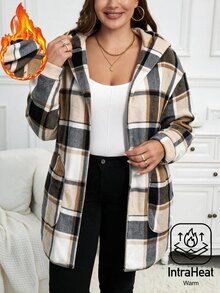 EMERY ROSE Plus Size Colorblock Fleece Pocket Hooded Long Sleeve Jacket Fall Winter 2026 - Multicolor - View 6