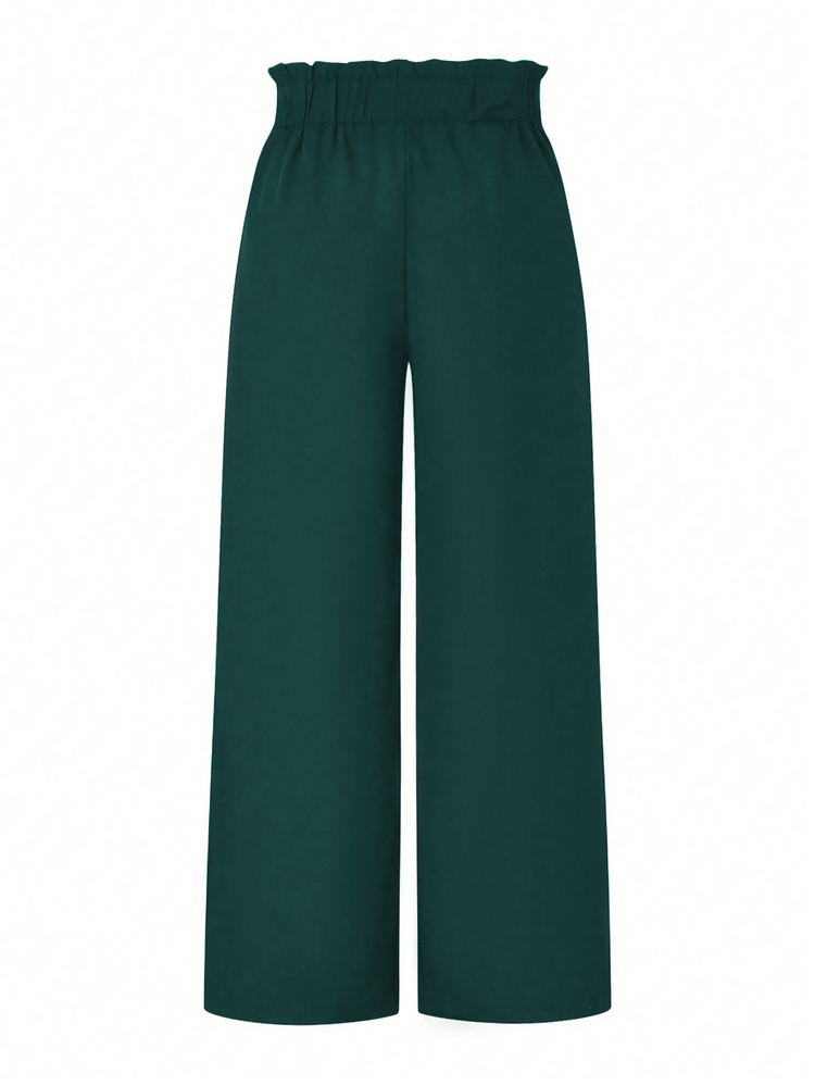 SHEIN LUNE Plus Size Casual Elegant Loose Minimalist Pants For Daily Wear Fall Travel Vacation - Green - View 2